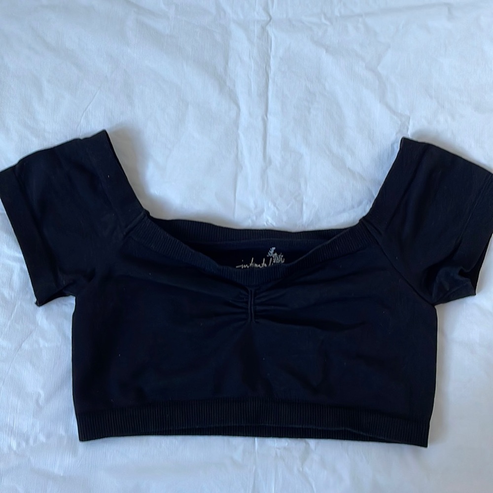 Free People Intimates Crop Top Ruched Bust Color-Black Size- XS/Small NWOT